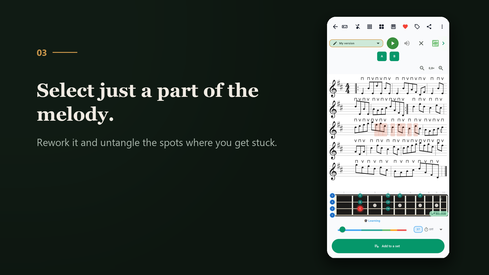 Select just a part of the melody to rework the tricky spots